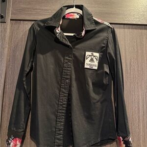 Thunderbird Small Custom Black Button Down Shirt for Women